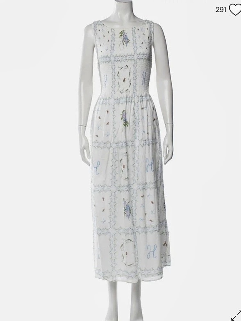 Hill House Home Floral Print Long Dress Floral Maxi Dress in White Size Small